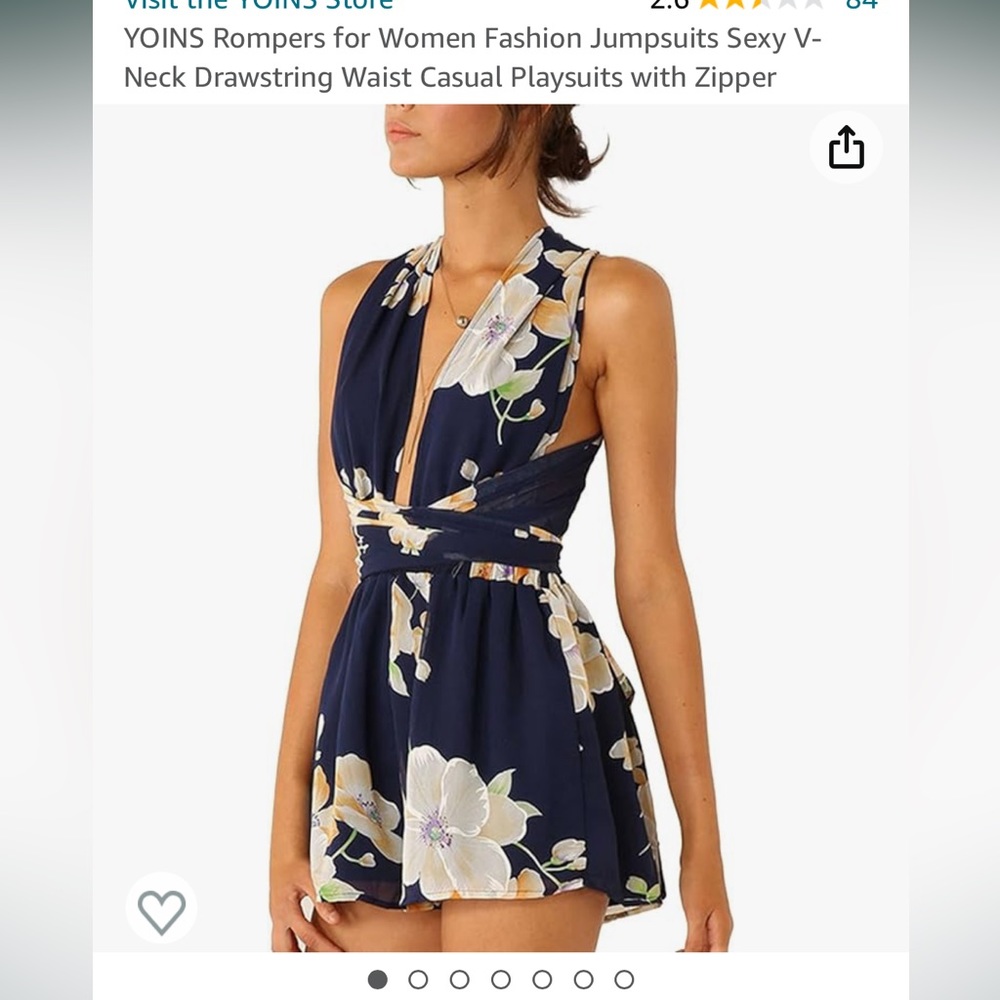 V-neck tied floral romper.